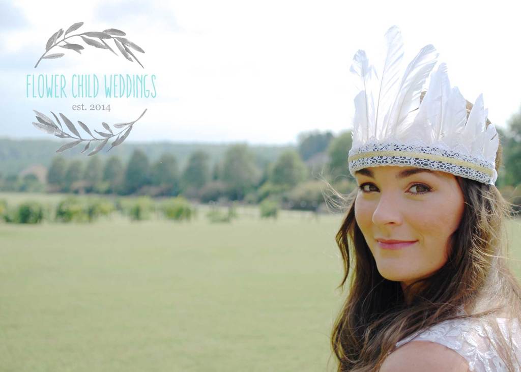 handmade feather crown by flower child weddings