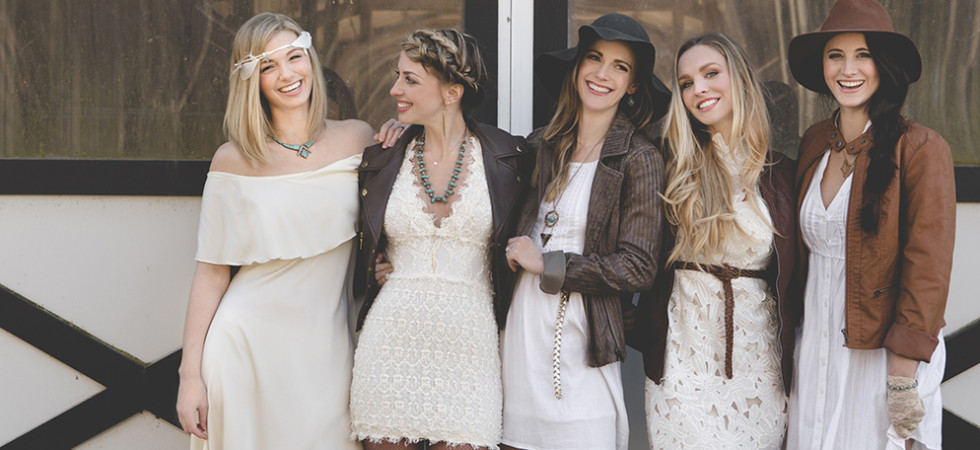 boho equestrian bridesmaids flower child weddings bohemian